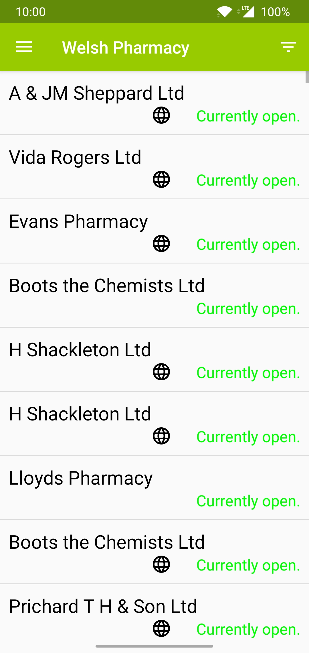 List view List view