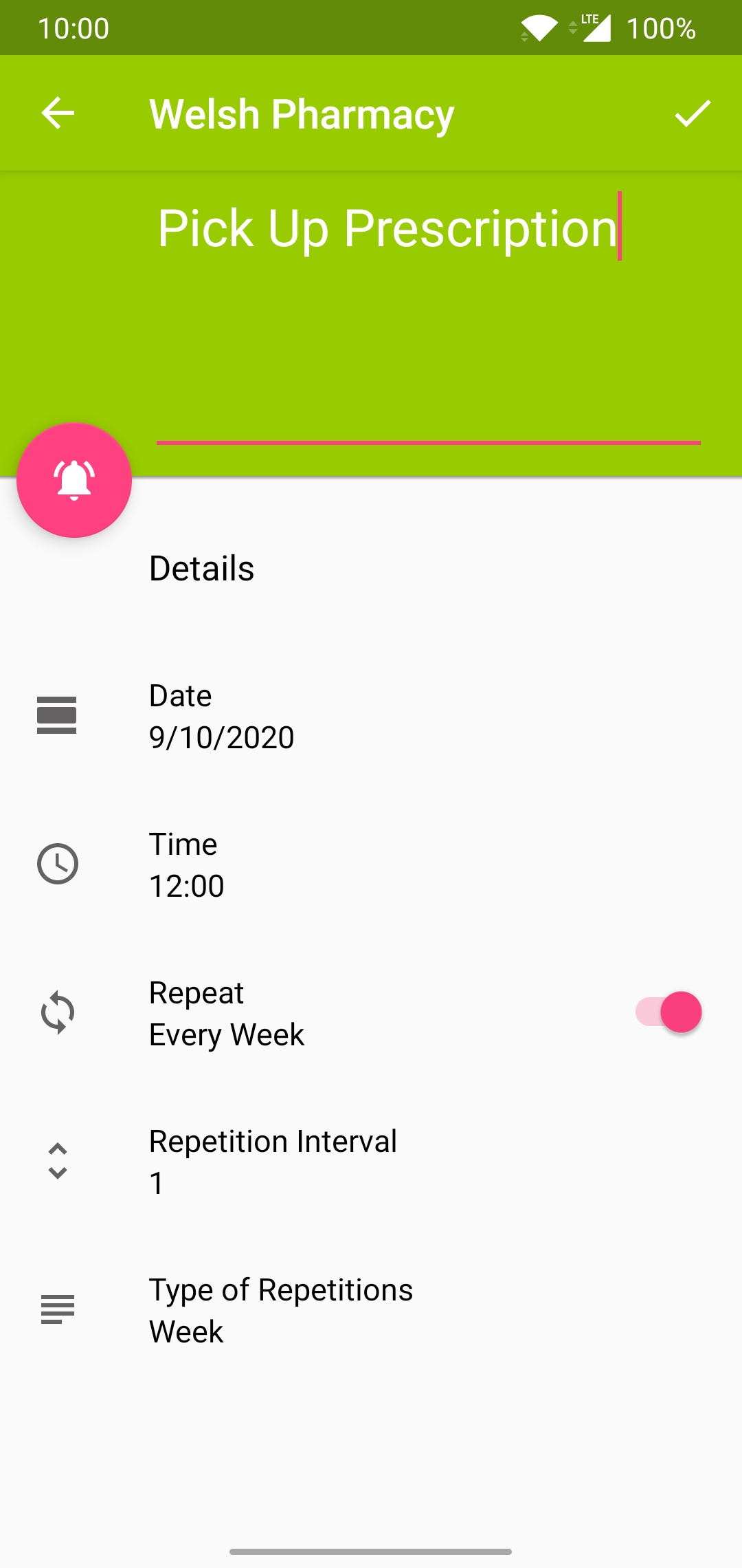 Create prescription reminder Create prescription reminder